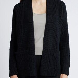 Eileen Fisher Open Front cardigan black NWT size L